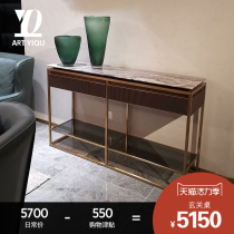 Light luxury entrance table Wall shelf Stainless steel marble entrance cabinet Long case a few narrow side tables