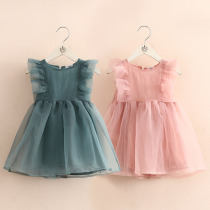 Baby round neck dress 2021 summer new girls childrens clothing childrens vest skirt qz-4752