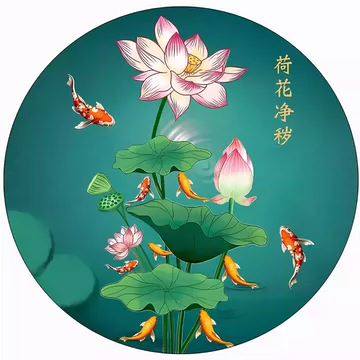 荷花圖 九鱼荷花图挂画-九鱼荷花图挂画促销价格、九鱼荷花图挂画品牌- 淘宝