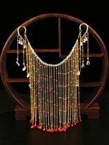 New bells veil antique face white Hanfu jewelry costume sunscreen fairy tassel red streamer curtain