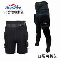 AturDive diving equipment pants bag long shorts super elastic fabric with belt technology diving 3MM