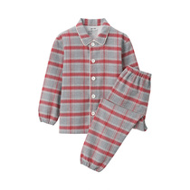 MUJI children's side-stitched flannel pajamas