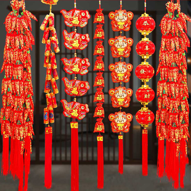 「Fu」という言葉の中国の新年飾りコショウ紐吊り下げ 2024 年辰年春節ホームリビングルームシーンレイアウトペンダント