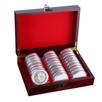 Commemorative coin collection box Yuan-head silver dollar protective case ancient coin and silver coin containing round case ancient bronze coin coin wood case