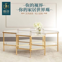 Lufei art furniture custom modern simple stainless steel combination set a few living room coffee table