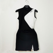Export Korean version of genuine golf womens spring and summer sleeveless black and white high stretch T-shirt quick-drying clothes A sub split culottes