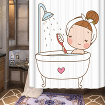 American cute cartoon shower curtain cloth bathroom Bath Curtain toilet partition curtain thickening waterproof and mildew proof