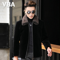 Haining cashmere coat mens short winter down jacket leather jacket composite fur coat