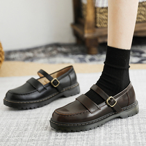 Small leather shoes women British Japanese jk uniform shoes spring and autumn women retro flat students with skirts soft leather Mary Jane shoes
