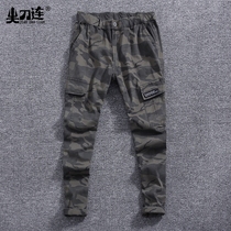 Spring and autumn casual cotton camouflage overalls mens loose retro wear-resistant multi-pocket military overalls trousers