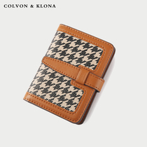 COLVON KLONA drivers license card bag lady thousand bird grid ultra-thin exquisite high-grade thin small multi-card female