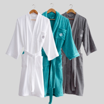 Five-star hotel bathrobe womens summer spring and autumn mens cotton long pajamas Towel thin couple absorbent quick-drying