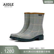 AIGLE AIGLE 2021 autumn and winter New FULFEEL MID PT womens printed environmental protection material medium-top rubber boots