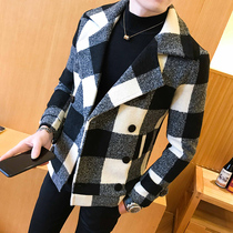 Tide brand 2021 autumn new mens Korean version of Joker slim lapel woolen coat handsome short woolen coat