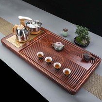 Whole piece ebony tea tray solid wood kung fu tea set household with automatic induction cooker integrated electric wood tray