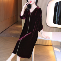 Velvet dress high-end 2022 autumn new noble luxury foreign atmosphere mrs. size loose temperament skirt