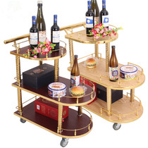 European-style steel-wood wine cart Hotel luxury dining cart 4s shop service cart Mobile snack tea cart Three-layer cake cart