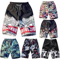 Beach pants Mens quick-drying swim shorts beach beach vacation print Chinese style loose five-point pants