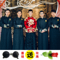 Chinese wedding groomsman clothing Brotherhood mens long shirt wedding Chinese style Zhang Yecheng same dress jacket robe