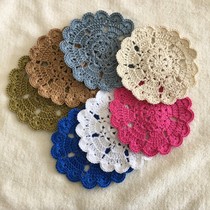Handmade crochet flower woven cotton lace coaster hollowed out Western food mat about 13cm