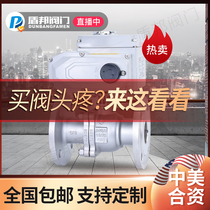 Electric stainless steel flange ball valve PTFE PPL flow cut-off ball valve Q941F-16P corrosion resistance acid and alkali resistance