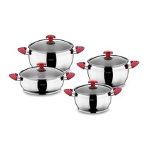 Red Hisar 8 Piece Lisbon Stainless Steel Cookware