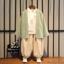 Hanfu boys Chinese style three-piece costume costume long sleeve spring and autumn retro male baby Tang suit improved clothing