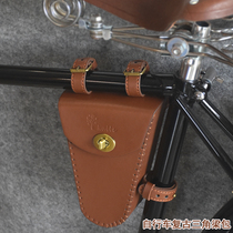 Retro bike beam triangle bag kit beam bag hanging bag leather nostalgic classic style