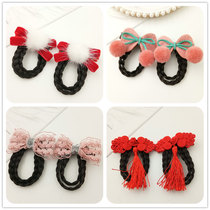 Children's wig braid hair clip head jewelry bow hairpin cute baby little girl dress accessories a pair of prices