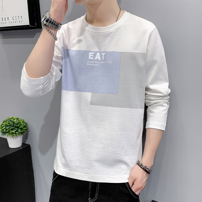 Long sleeved T-shirt sweater for men's spring and autumn casual loose fitting inner T-shirt for young people's fashion trend clothes