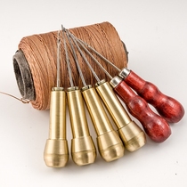 Handmade leather shoes thread tool crochet awl upper sole hook cone with diy stitching leather awl wooden handle