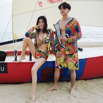 Couple swimsuit set Couple beach pants swimsuit sexy belly cover men and women water park bathing suit hot spring