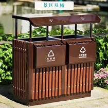 Outdoor trash can Garden Scenic Area steel wood trash can outdoor fruit box sanitation large dustbin customization