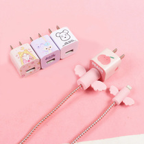 iphone Apple 11 se2 8x xs max xr 7plus 6s mobile phone charger sticker headset data cable winding rope wire protector cartoon cute protection