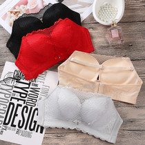 Strapless red bra non-slip gathered small chest thickened 6cm strapless underwear lace invisible wedding yarn dress
