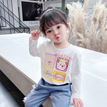 Childrens clothing pure cotton bottoming shirt 2021 new spring and autumn childrens western style long-sleeved t-shirt female baby autumn girls autumn clothes