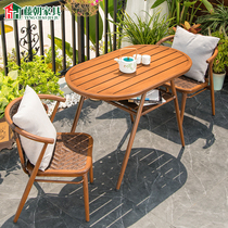 Rattan Chaoyangtai small table and chair balcony creative leisure table and chair one table and two chairs leisure aluminum plate table rattan chair three-piece set