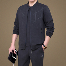 New Frontier Cotton Middle Aged Sports Suit Mens 2022 New Spring Autumn Season Fashion Loose Dad Dress Casual Wear