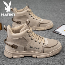 Playboy overs boots men autumn High mens leather British Martin boots Mens Middle help autumn and winter snow cotton shoes