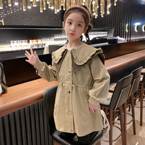 Girls windbreaker Western style autumn clothing 2021 New Korean version of foreign style little girl long coat spring and autumn childrens coat