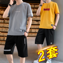Short sleeve T-shirt for men 2022 new summer boomers shorts set of clothes half sleeve casual sports ice silk suit T