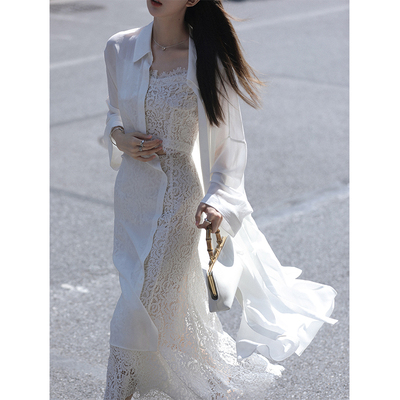 taobao agent Xia Shiwen's left bank holiday vinegar fiber design feels loose shirt white long shirt female casual versatile jacket