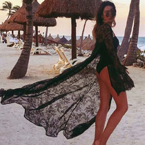 Swimsuit outside bikini blouse cardigan beach wrap dress drape length size loose beach dress