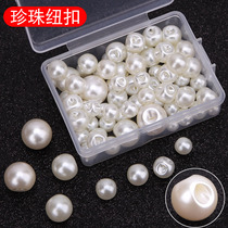 Pearl buttons cheongsam shirt buttons diy handmade round oblique hole pearl decoration buckle cardigan buckle Sweater button