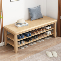 Home door solid wood shoe changing stool into the home shoe cabinet shoe rack sitting bench integrated can sit on the shoe stool enter the stool long bench