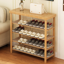 Shoe rack Solid wood simple shelf storage economical household door indoor good-looking can sit and change the shoe stool Bamboo shoe cabinet