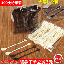 Disposable independent packaging coffee spoon mixing rod plastic coffee mixing spoon mixing spoon coffee soup 100