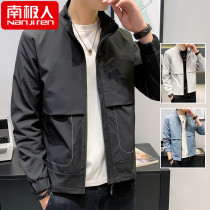 Antarctic spring coat mens Korean version of the trend handsome stand collar clothing mens spring and autumn casual tooling jacket