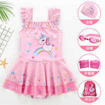 Childrens swimsuit girls small children middle and large children girls baby princess skirt cute Korean 2021 new Western style