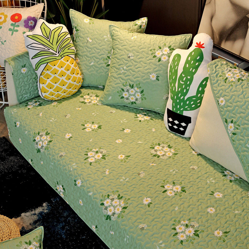 Modern simple cotton sofa cushion fabric four seasons universal non-slip living room pastoral cartoon sofa cover towel cushion